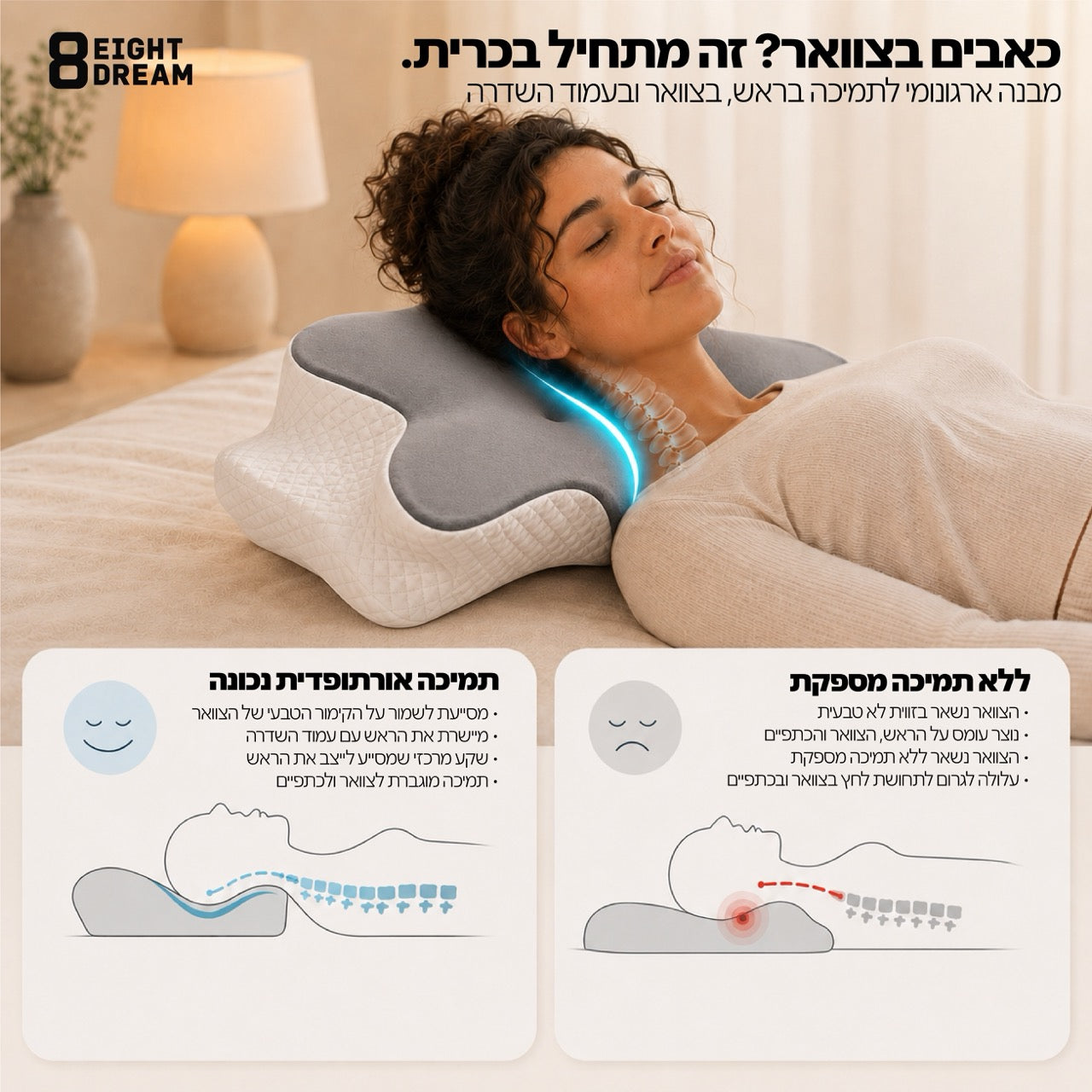 Ortho 7 | כרית פרימיום ב־4 אזורי תמיכה